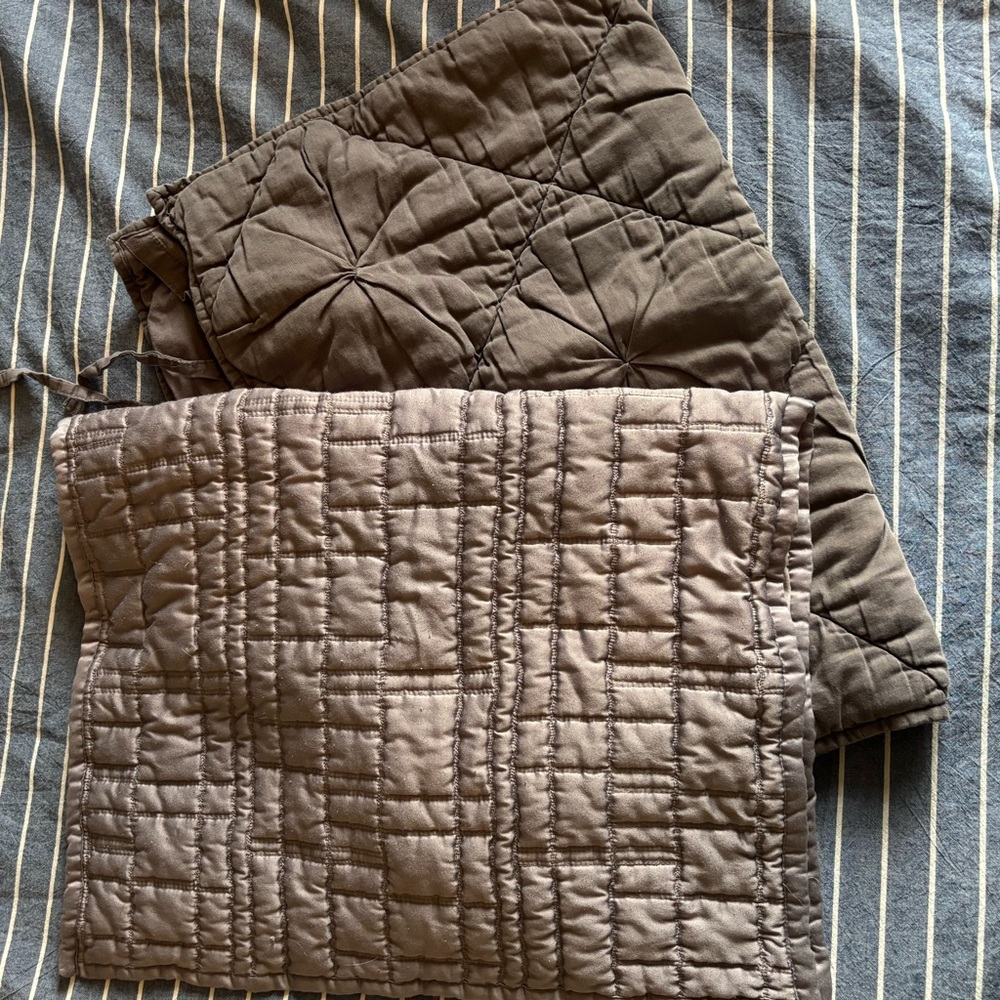 Quilted Gray Pillow Covers